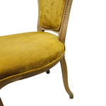 French Provincial Mustard Velvet Carved Wood Accent Dining Chair