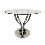 Sculptural Chrome and Glass Round Dining Table