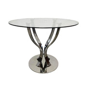 Sculptural Chrome and Glass Round Dining Table