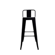 Industrial Style Black Metal Bar Stool with Backrest