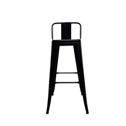 Industrial Style Black Metal Bar Stool with Backrest