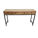Contemporary Industrial Three-Drawer Wooden Console Table