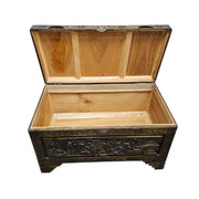 Stately Chinese Hand Carved Camphor Wood Storage Trunk