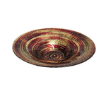 Contemporary Swirled Red and Gold Glass Decorative Display Bowl