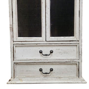 French Provincial Shabby Chic Distressed White Display Cabinet