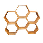Contemporary Geometric Honeycomb Wooden Wall Unit Shelf