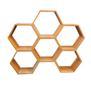 Contemporary Geometric Honeycomb Wooden Wall Unit Shelf