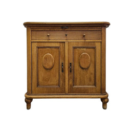 Antique-Inspired Oak Storage Cabinet with Reeded Accents