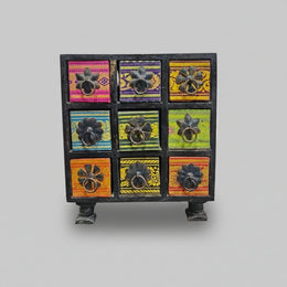 Heritage Hand Painted Multi Colour 9 Drawer Mini Spice Chest