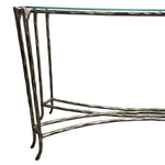 Marina Home Textured Bronze Finish Console Table with Glass Top