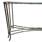 Marina Home Textured Bronze Finish Console Table with Glass Top