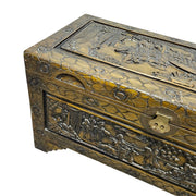 Stately Chinese Hand Carved Camphor Wood Storage Trunk