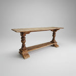 Rustic Solid Wood Trestle Console Table with Turned Legs