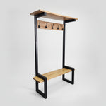 Industrial Style Wood and Black Metal Coat Rack Stand