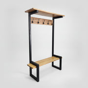 Industrial Style Wood and Black Metal Coat Rack Stand
