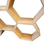 Contemporary Geometric Honeycomb Wooden Wall Unit Shelf