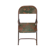 Authentic Distressed Metal Vintage Folding Chair