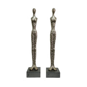 Polished Cast Iron Elongated Human Figurine Table Sculpture