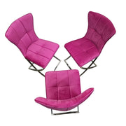 Contemporary Magenta Velvet and Chrome Base Dining Chair