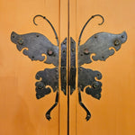 Chinese Vintage Elm Wedding Cabinet Butterfly Hardware