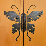 Chinese Vintage Elm Wedding Cabinet Butterfly Hardware
