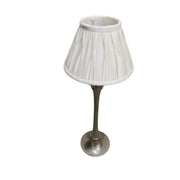 Contemporary Hammered Silver Candlestick style Table Lamp with Pleated White Shade