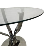 Sculptural Chrome and Glass Round Dining Table
