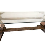 Sculptural Glass and Metallic Chrome Base Rectangular Dining Table