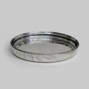 Contemporary Silver Metal Round Mirrored Vanity Tray