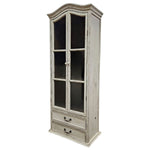 French Provincial Shabby Chic Distressed White Display Cabinet