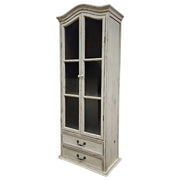 French Provincial Shabby Chic Distressed White Display Cabinet