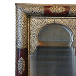 Exquisite Moorish Hand-Carved Camel Bone and Embossed Metal Moroccan Mirror
