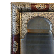 Exquisite Moorish Hand-Carved Camel Bone and Embossed Metal Moroccan Mirror