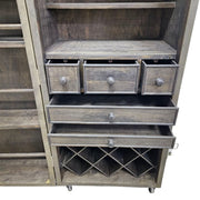 Artisan Rolling Wooden Steamer Trunk Bar Cabinet