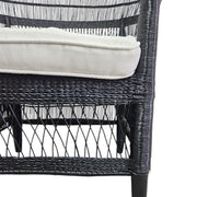Sculptural Black Hand-Woven Rattan Tub Style Accent Armchair