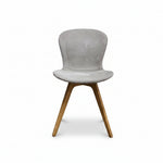 Bo Concept Mid-Century Style Grey Fabric Dining Chair with Wooden Base