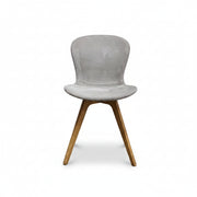 Bo Concept Mid-Century Style Grey Fabric Dining Chair with Wooden Base