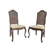 Extravagant French Provincial Extendable Wooden Dining Table and Rattan Chair Set