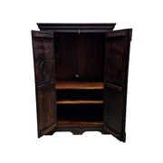 Ornate Dark Wood Cabinet with Metal Accents