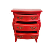 Vibrant Red French Provincial 3-Drawer Nightstand