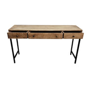 Contemporary Industrial Three-Drawer Wooden Console Table