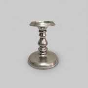 Turned Pewter Style Silver Metal Petite Candlestick