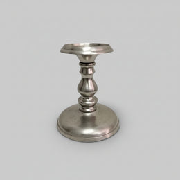 Turned Pewter Style Silver Metal Petite Candlestick