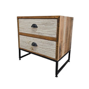 Rustic Industrial Two-Drawer Reclaimed Wood Nightstand