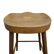 Rustic Carved Wood Saddle Seat Bar Stool