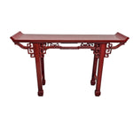 Traditional Chinese Red Lacquer Altar Style Wooden Console Table