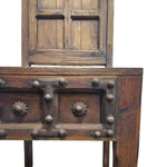 Medieval Style Teakwood Dining Table and Six Panel Back Chairs Set
