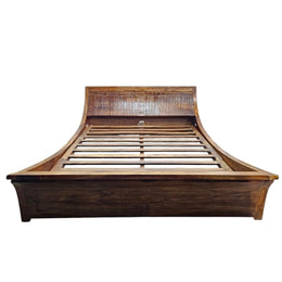 Handcrafted Solid Wood Curved Sleigh Bed Frame