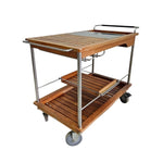 Mid-Century Modern Rolling Bar Cart with Slate Inlay