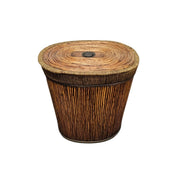 Rustic Style Large Rattan and Split Bamboo Storage Basket with Lid